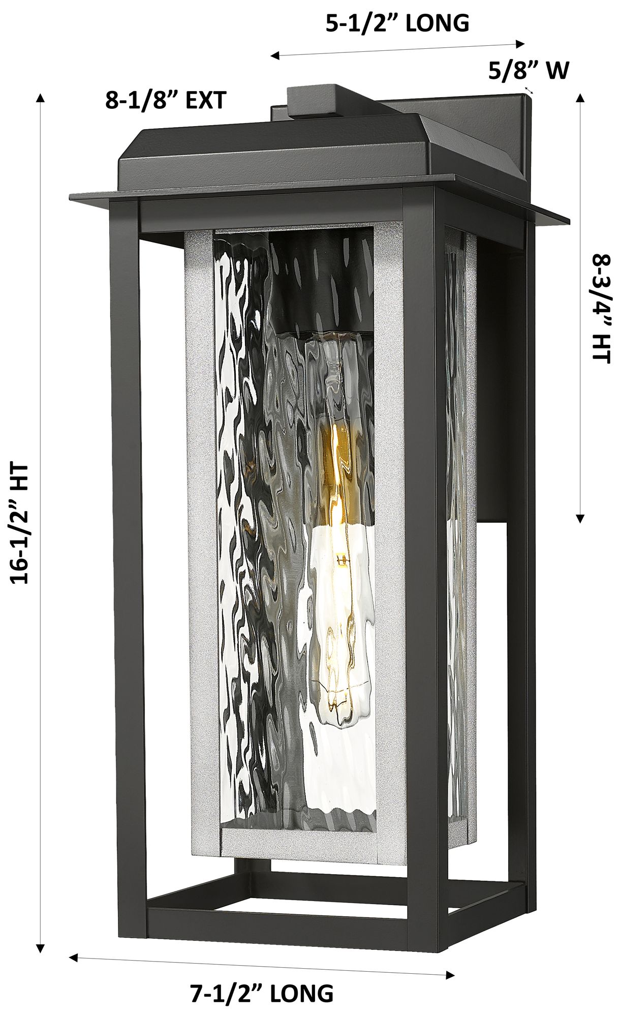 Image 3 Mansfield 17" Matte Black & Silver Coastal Outdoor Sconce With Water Glass more views