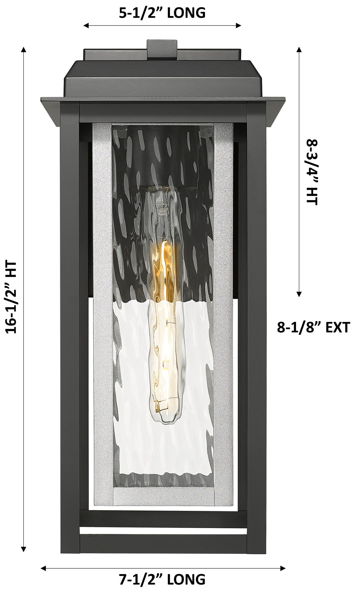 Image 4 Mansfield 17" Matte Black & Silver Coastal Outdoor Sconce With Water Glass more views
