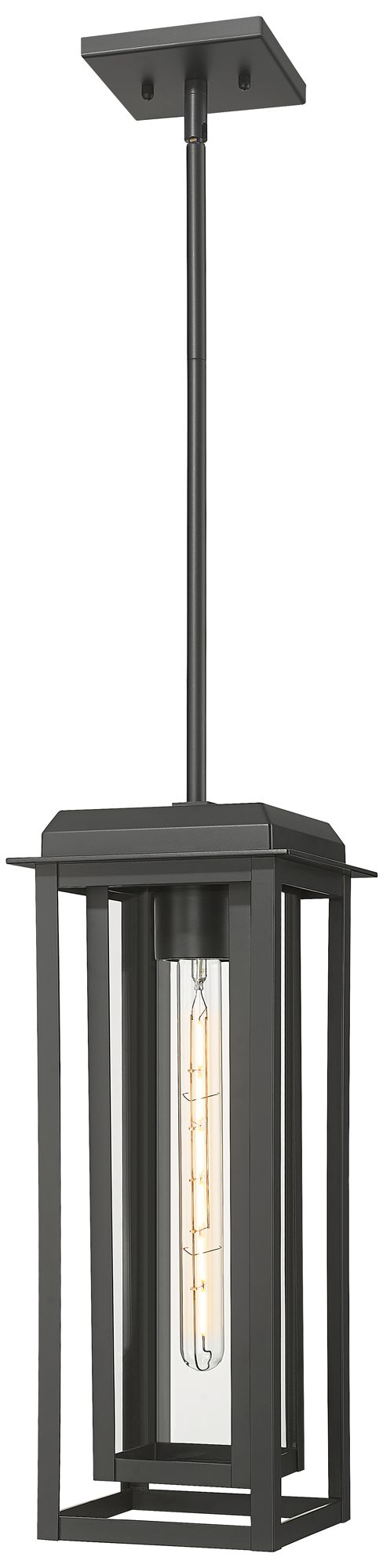 Mansfield 19" Matte Black Coastal Outdoor Latern Pendant With Clear Glass