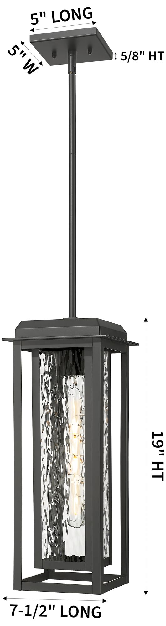 Image 3 Mansfield 19" Matte Black Coastal Outdoor Latern Pendant With Water Glass more views