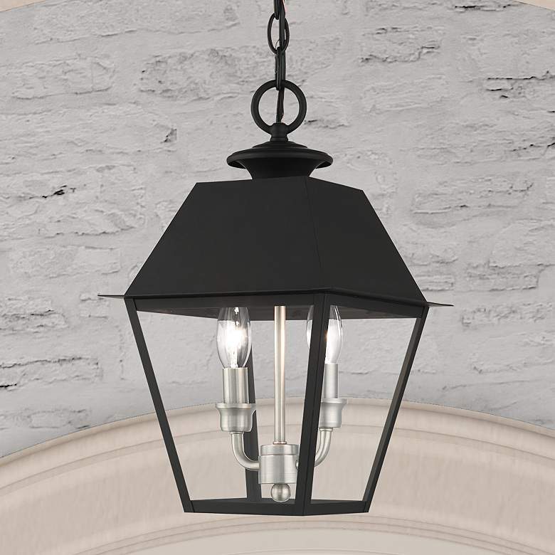 Image 2 Mansfield 2 Light Black Outdoor Pendant Lantern