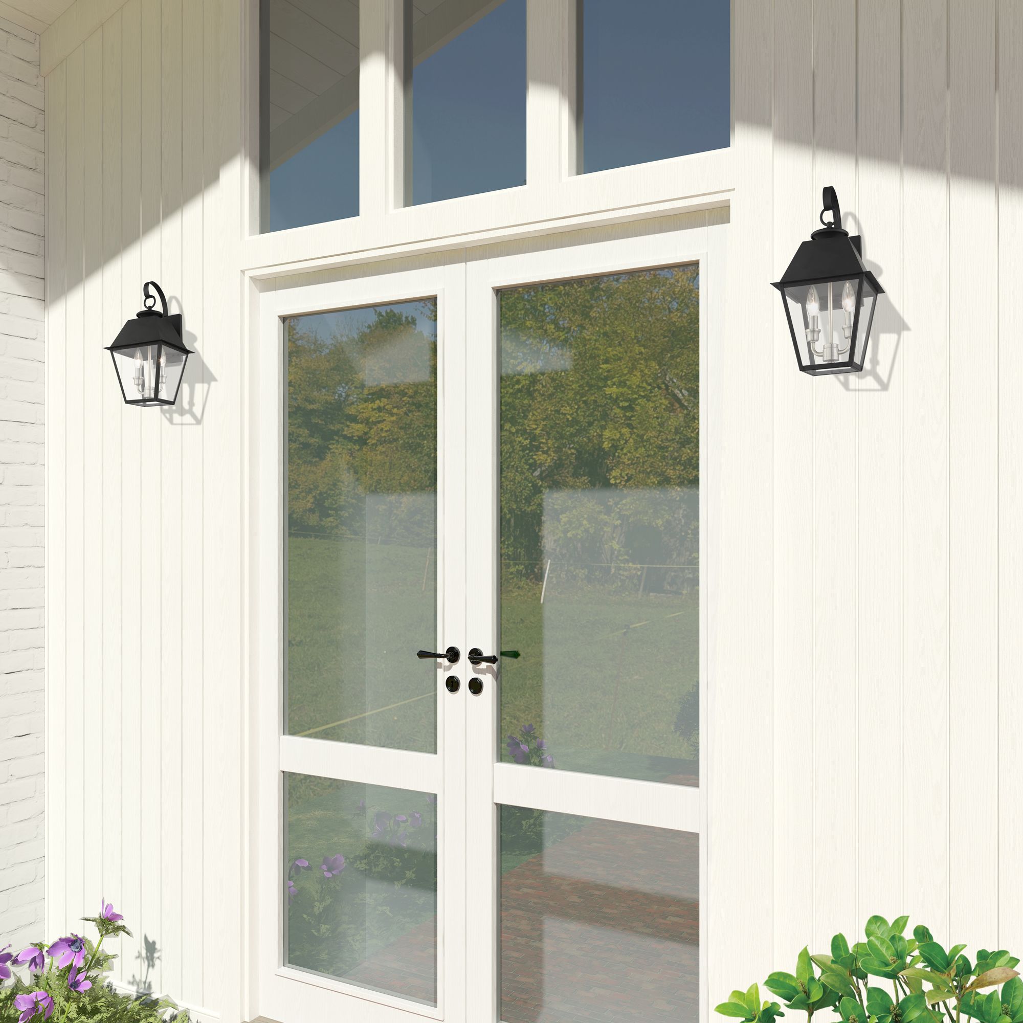 Mansfield 2 Light Black Outdoor Wall Lantern