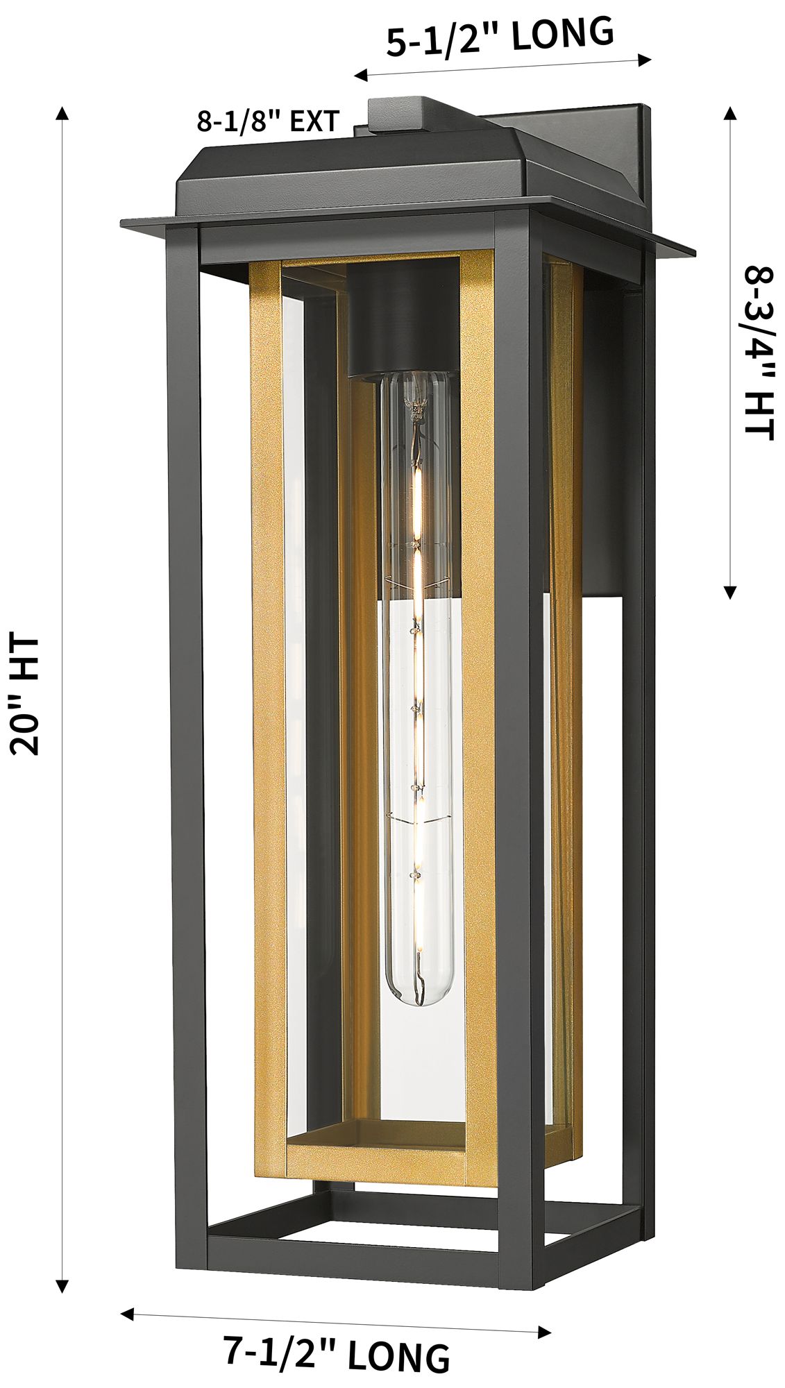 Image 3 Mansfield 20" Matte Black & Brass Coastal Outdoor Sconce With Clear Glass more views