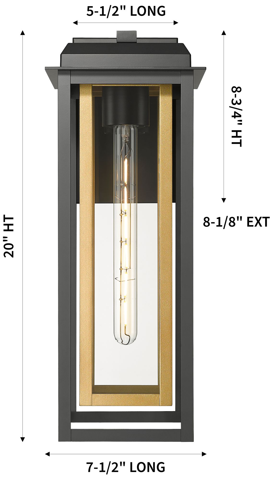 Image 4 Mansfield 20" Matte Black & Brass Coastal Outdoor Sconce With Clear Glass more views