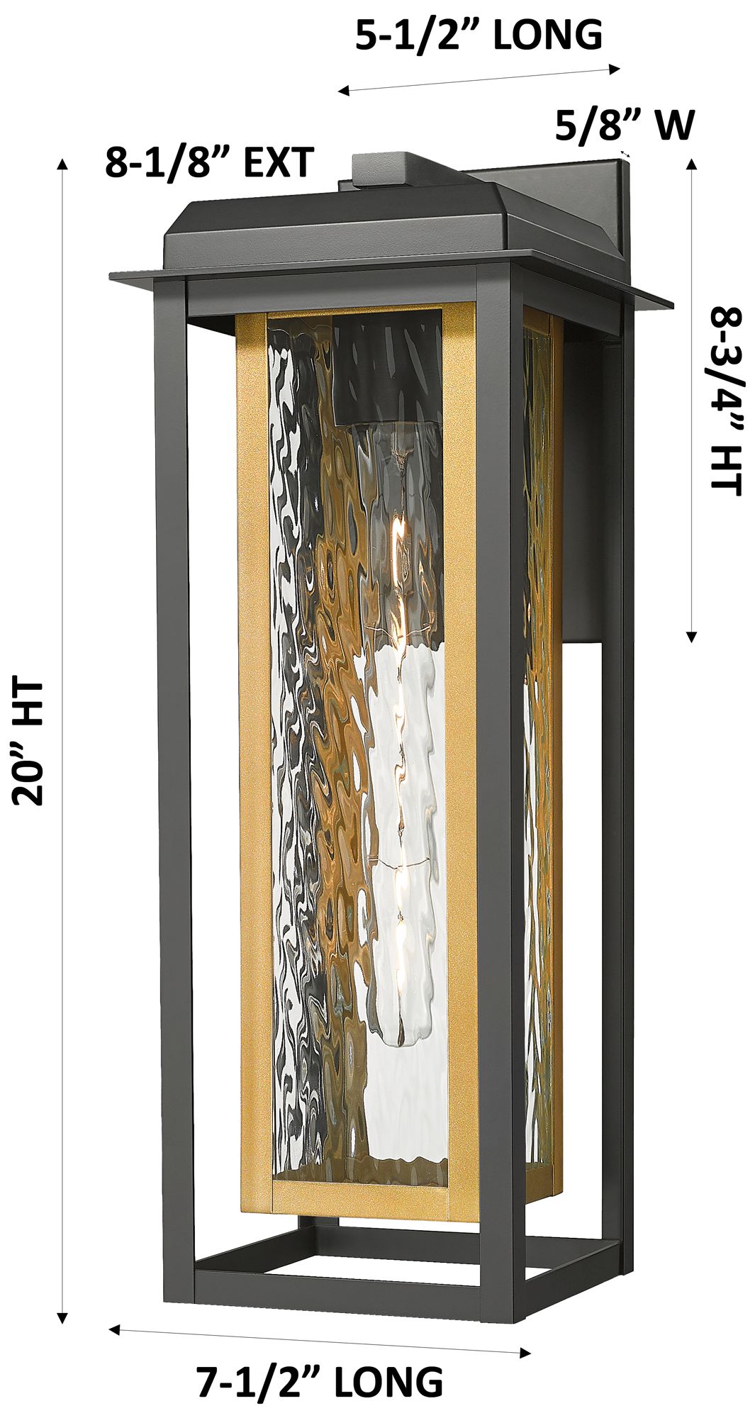 Image 3 Mansfield 20" Matte Black & Brass Coastal Outdoor Sconce With Water Glass more views