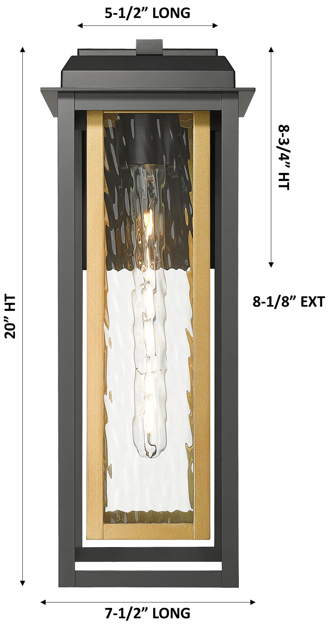 Image 4 Mansfield 20" Matte Black & Brass Coastal Outdoor Sconce With Water Glass more views