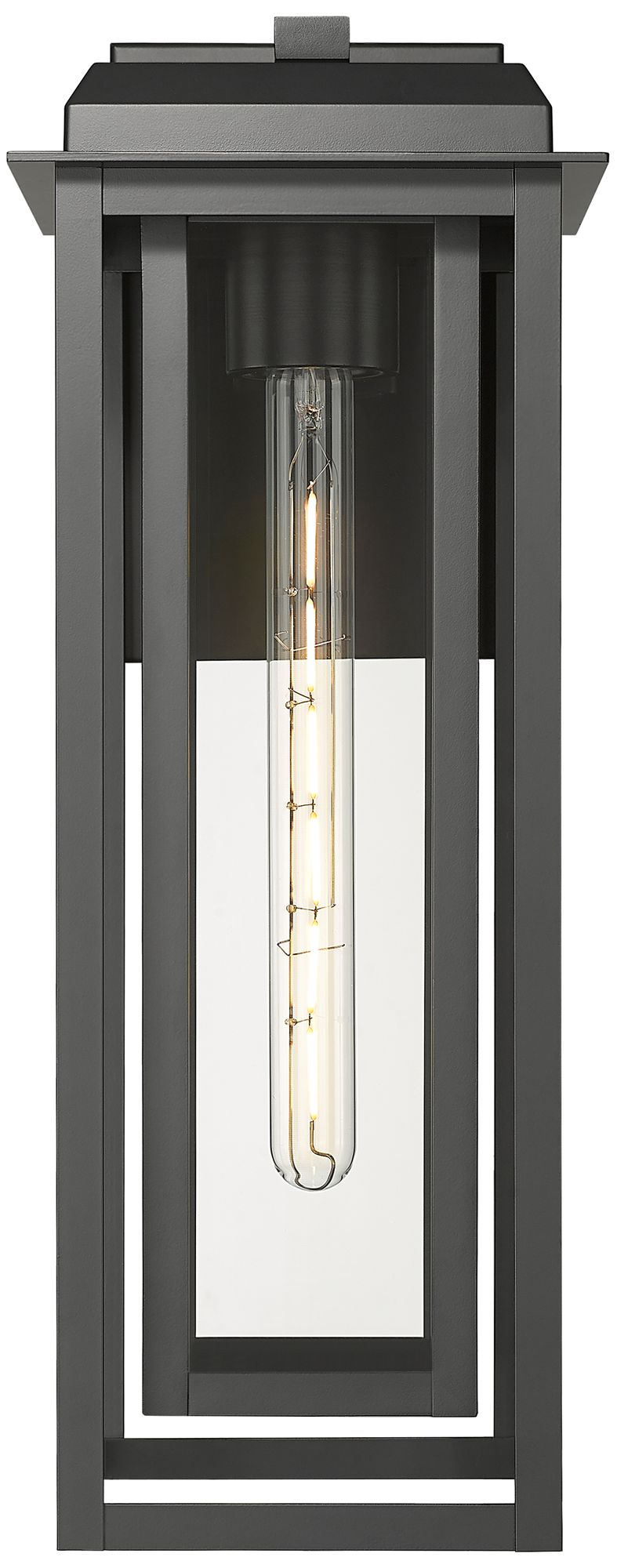 Image 2 Mansfield 20" Matte Black Coastal Outdoor Sconce With Clear Glass more views