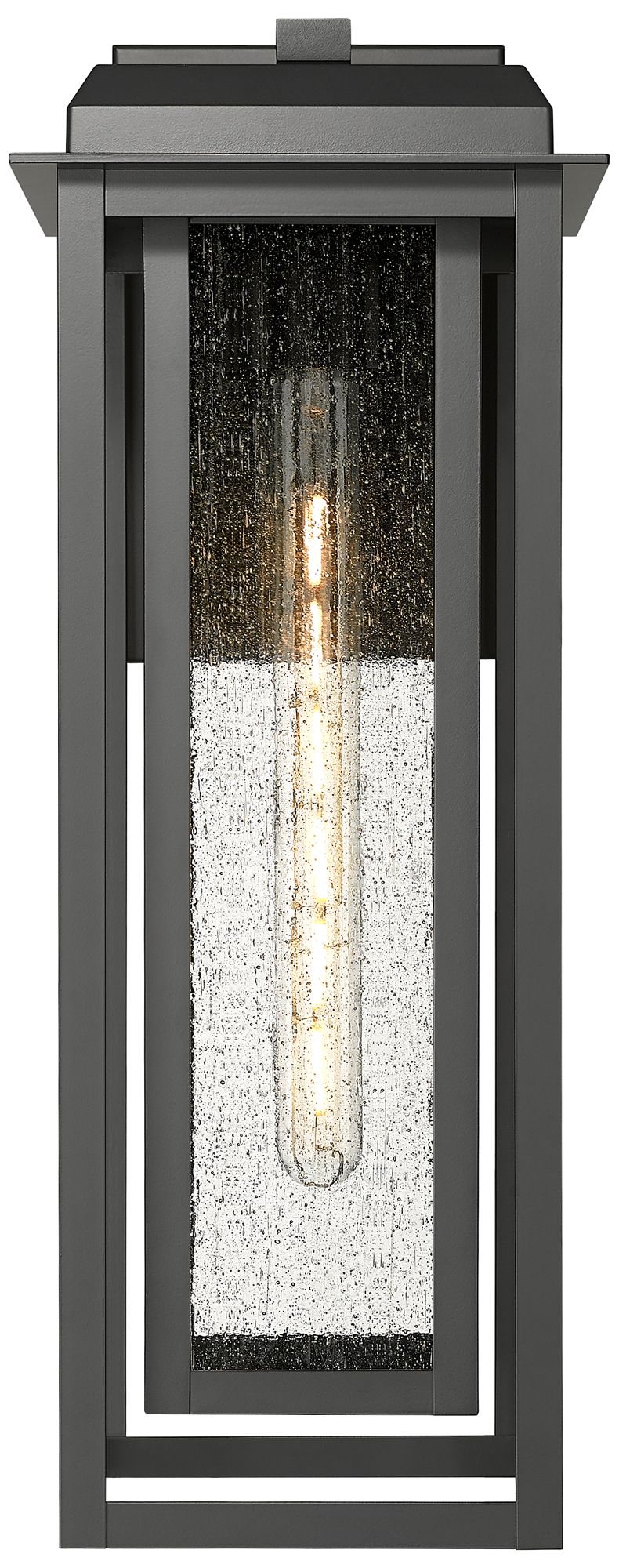 Image 2 Mansfield 20" Matte Black Coastal Outdoor Sconce With Seeded Glass more views