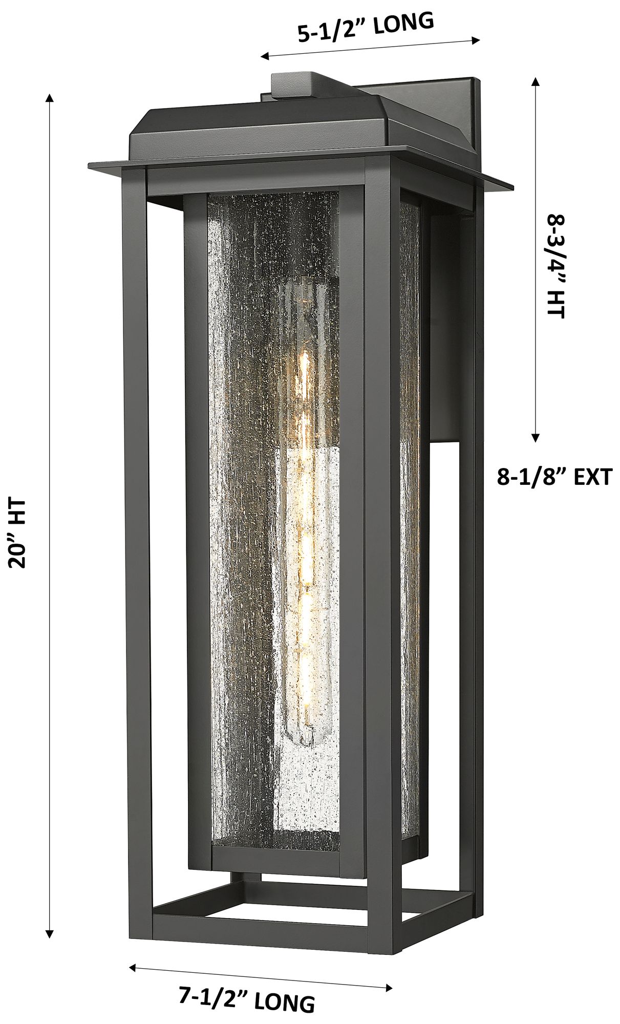 Image 3 Mansfield 20" Matte Black Coastal Outdoor Sconce With Seeded Glass more views