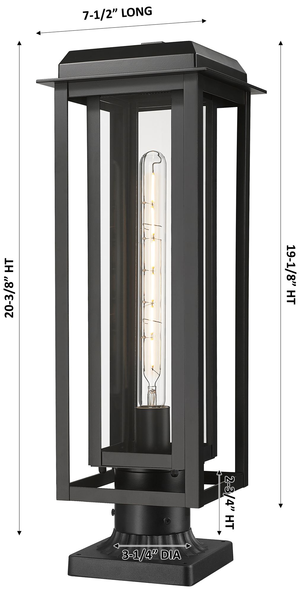 Image 2 Mansfield 20" Matte Black Outdoor Lantern Post Light With Clear Glass more views