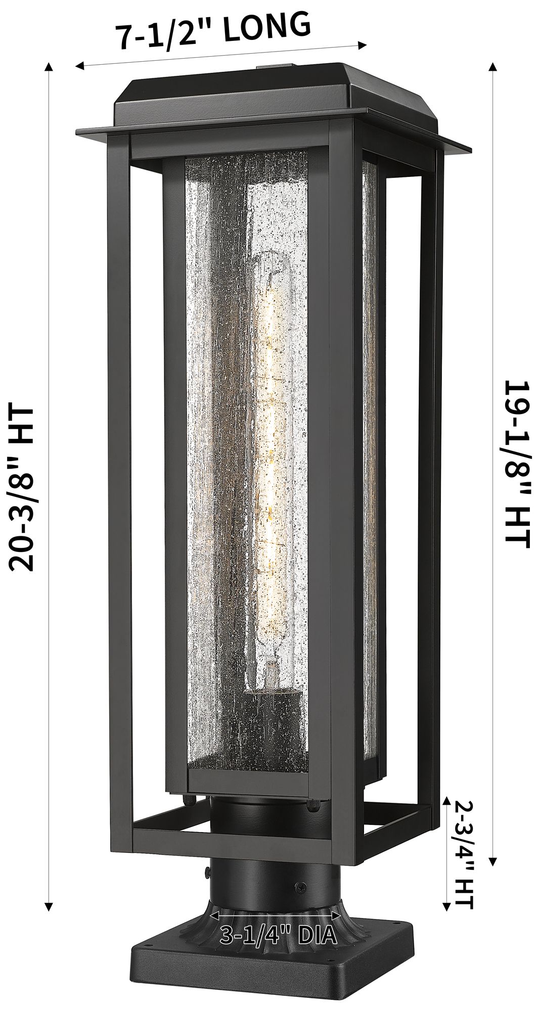 Image 3 Mansfield 20" Matte Black Outdoor Lantern Post Light With Seeded Glass more views