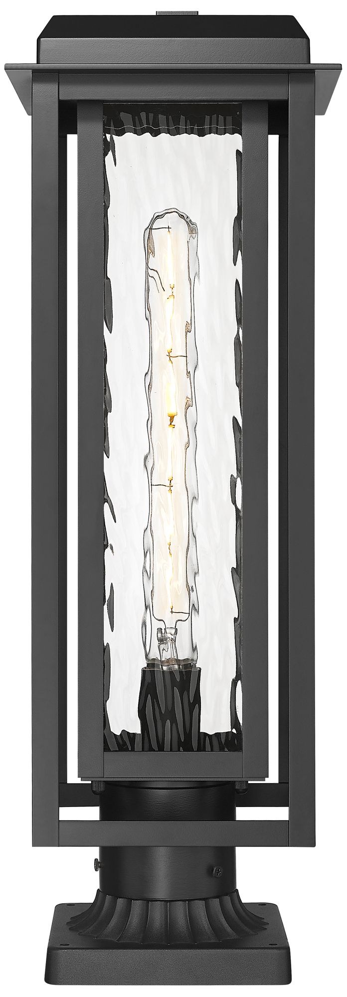 Image 2 Mansfield 20" Matte Black Outdoor Lantern Post Light With Water Glass more views