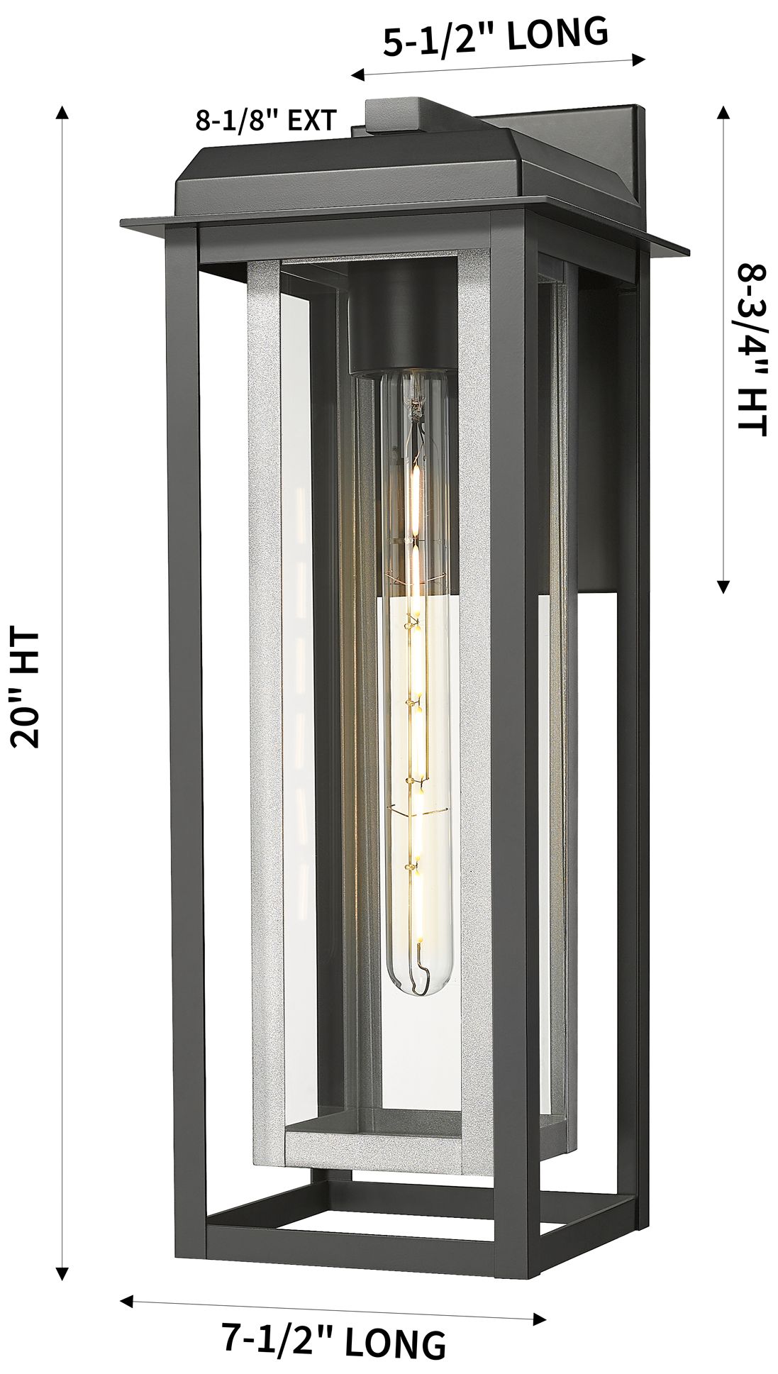 Image 3 Mansfield 20" Matte Black & Silver Coastal Outdoor Sconce With Clear Glass more views
