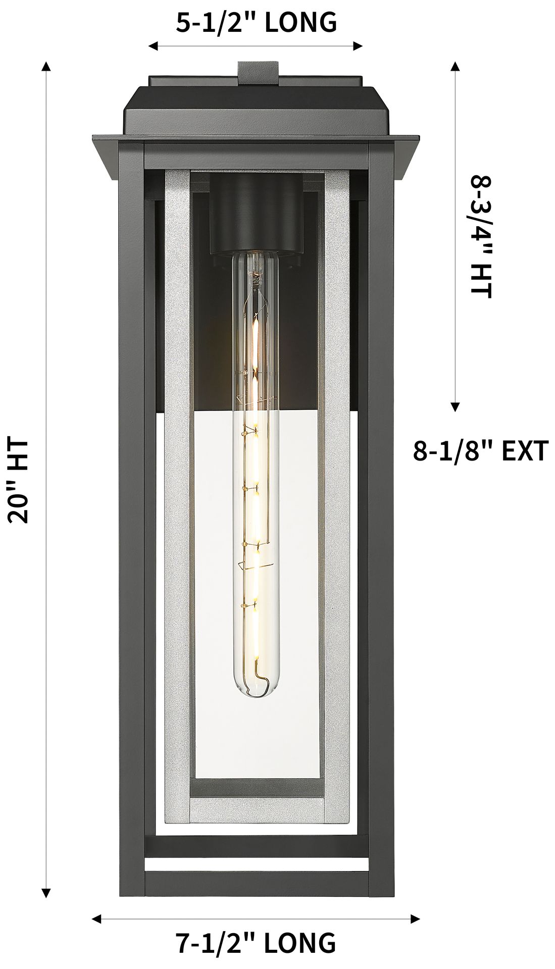 Image 4 Mansfield 20" Matte Black & Silver Coastal Outdoor Sconce With Clear Glass more views