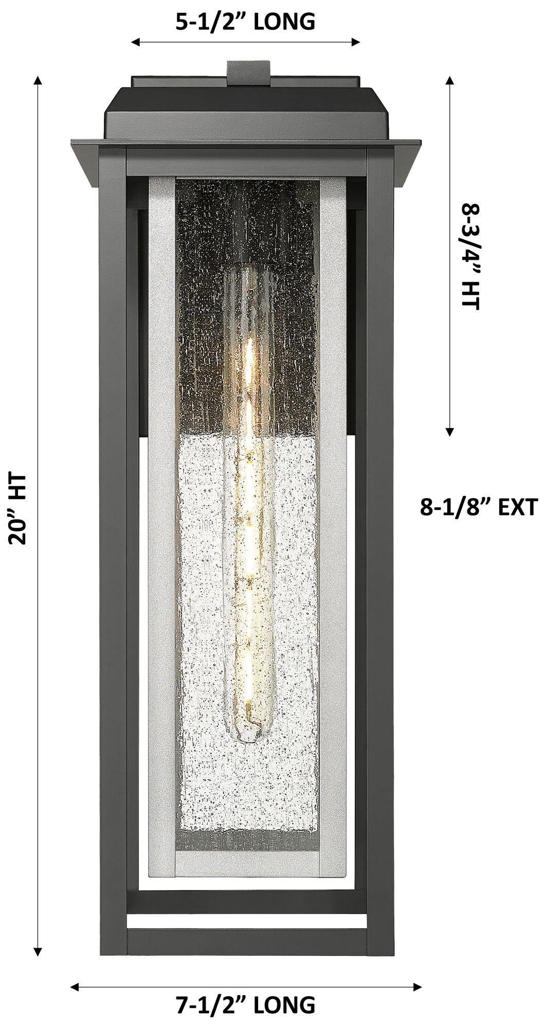 Image 4 Mansfield 20" Matte Black & Silver Coastal Outdoor Sconce With Seeded Glass more views