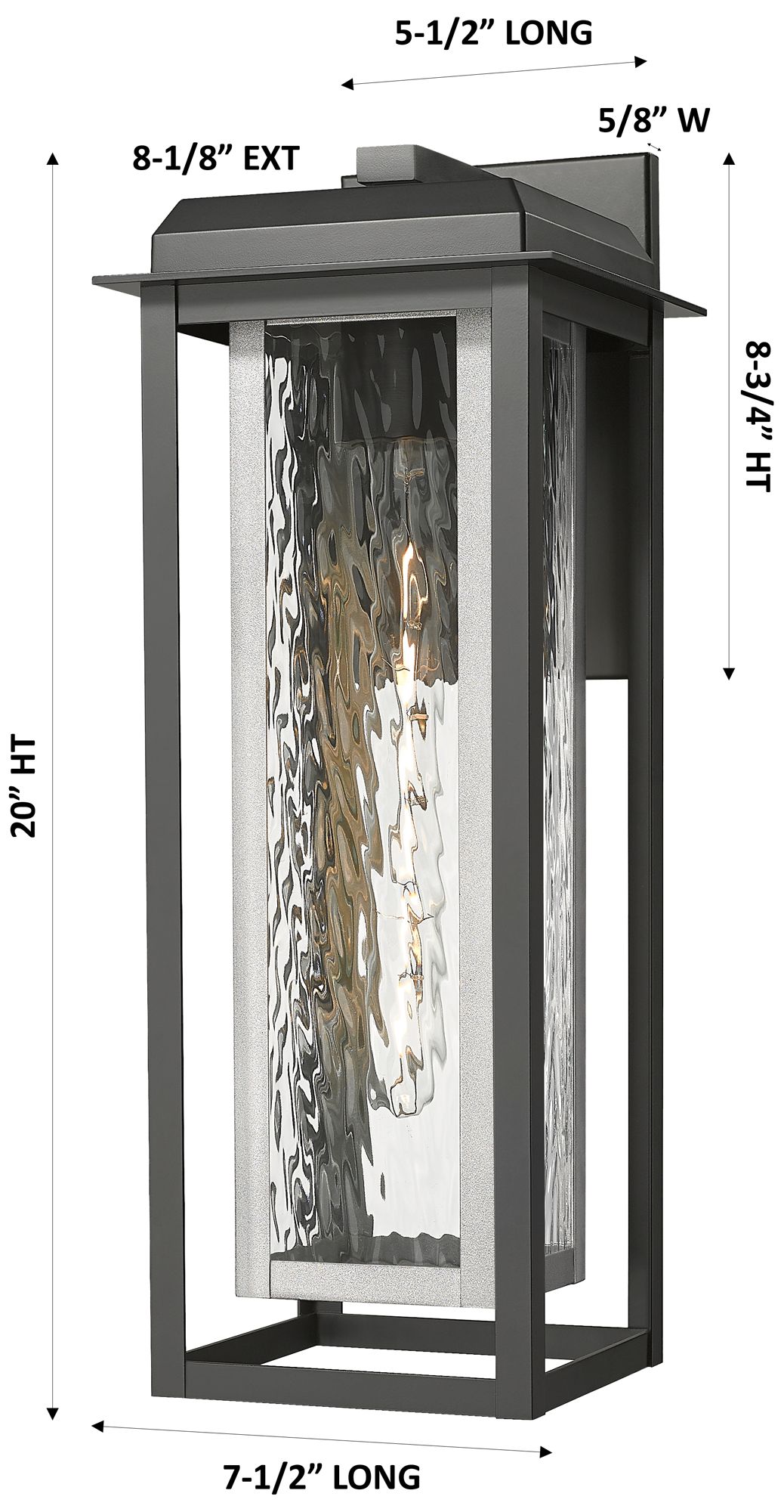 Image 3 Mansfield 20" Matte Black & Silver Coastal Outdoor Sconce With Water Glass more views