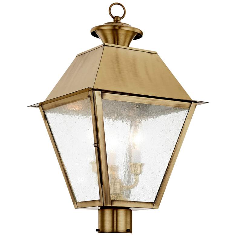 Image 4 Mansfield 22 inch High Antique Brass 3-Light Outdoor Post Light more views