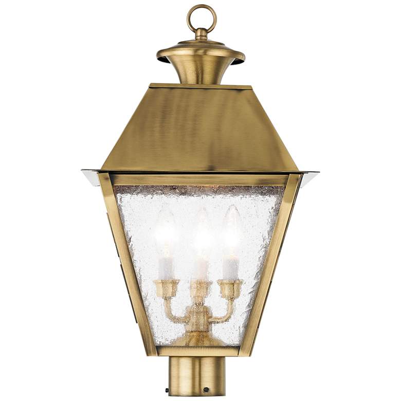 Image 6 Mansfield 22" High Antique Brass 3-Light Outdoor Post Light more views
