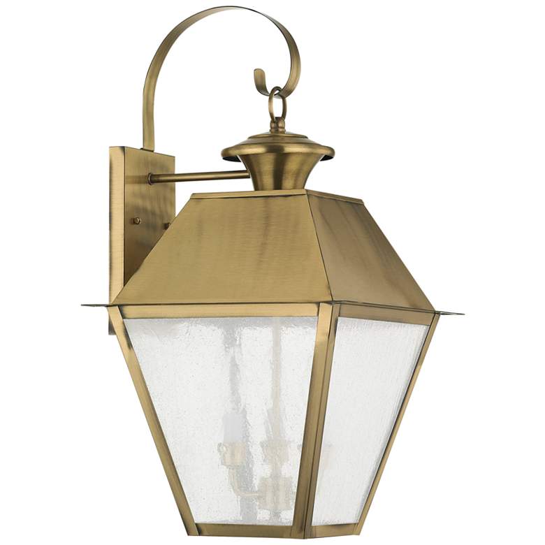 Image 3 Mansfield 22 inch High Antique Brass 3-Light Outdoor Wall Light