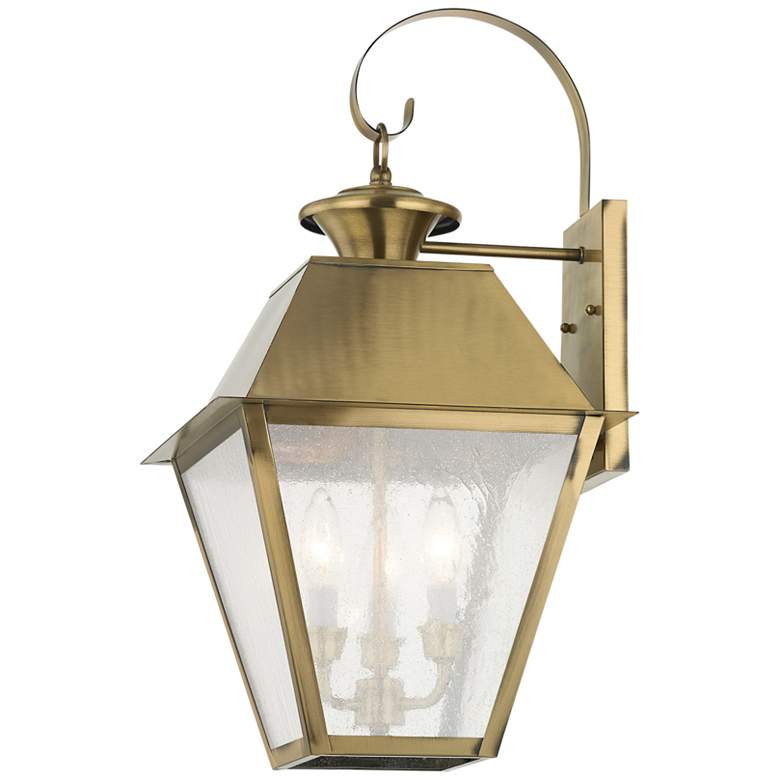 Image 5 Mansfield 22 inch High Antique Brass 3-Light Outdoor Wall Light more views