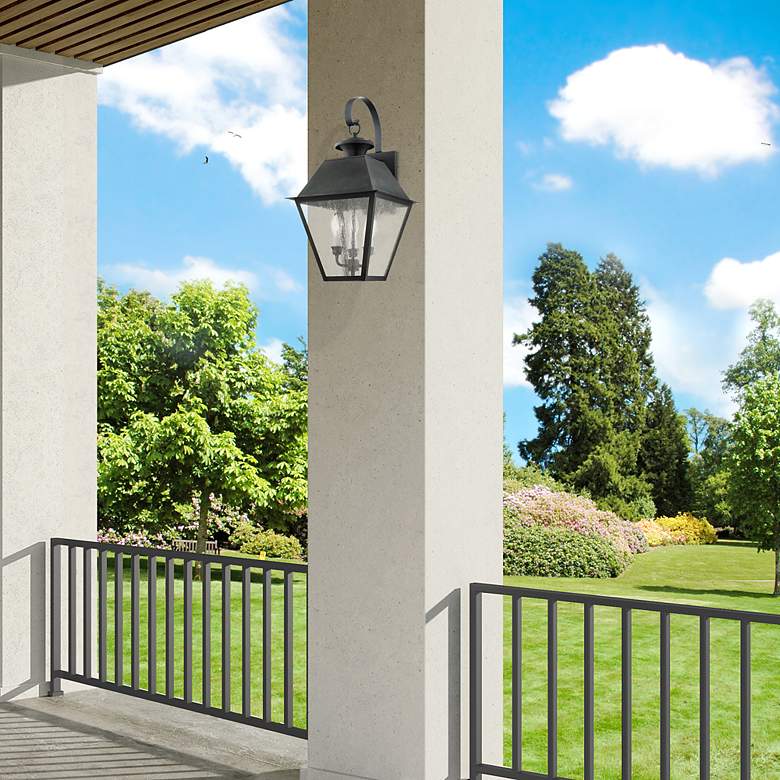 Image 3 Mansfield 23 1/2" High Charcoal 3-Light Outdoor Wall Lantern more views