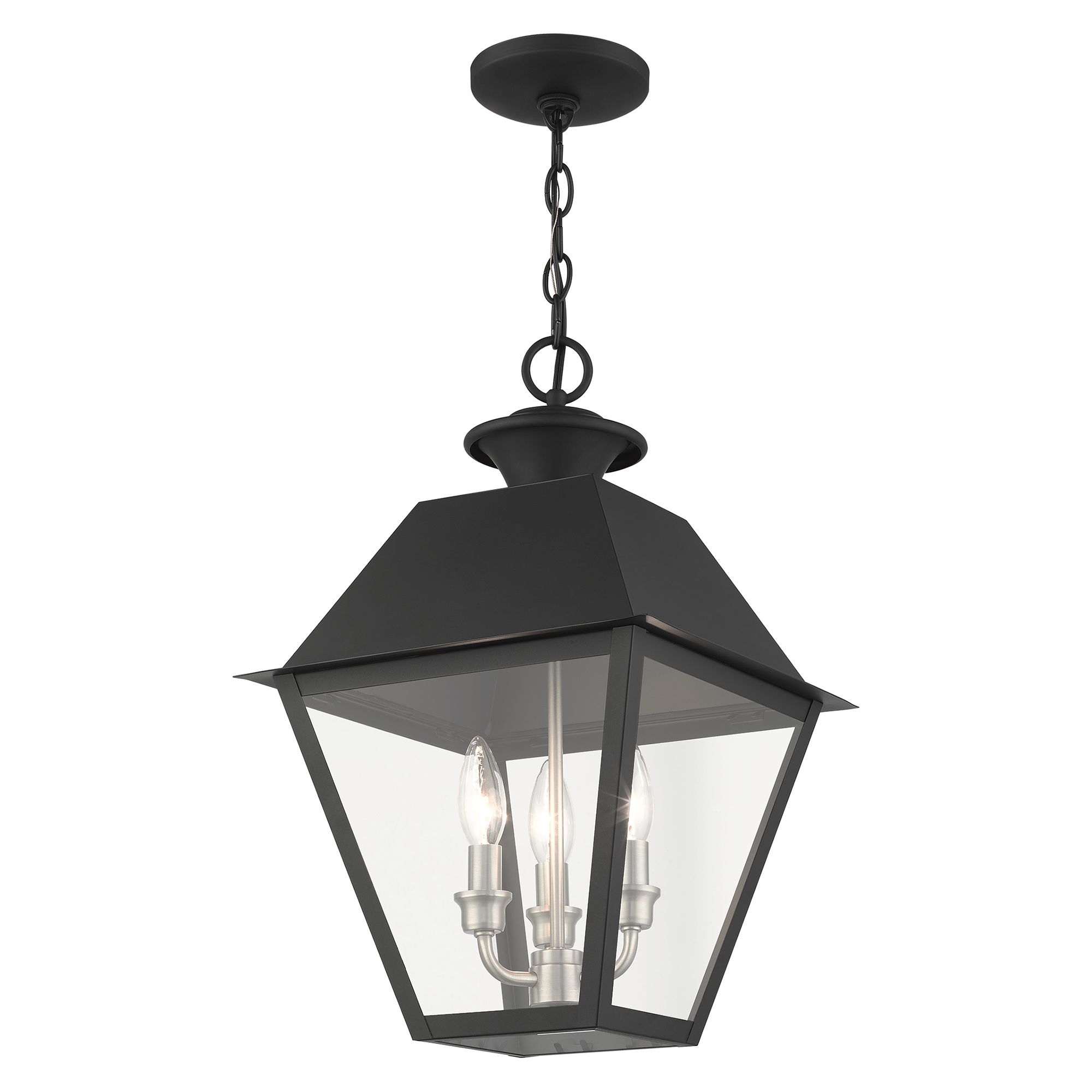 Mansfield 3 Light Black Outdoor Pendant Lantern