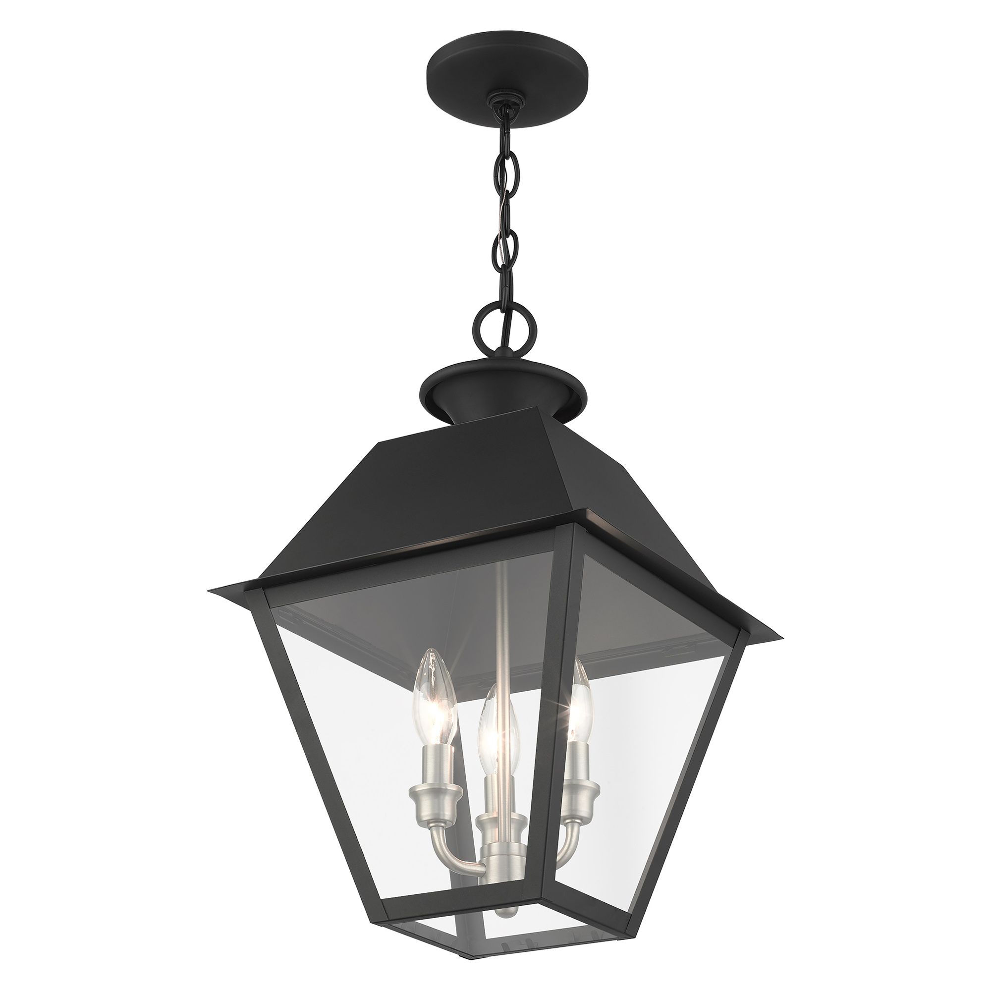 Mansfield 3 Light Black Outdoor Pendant Lantern