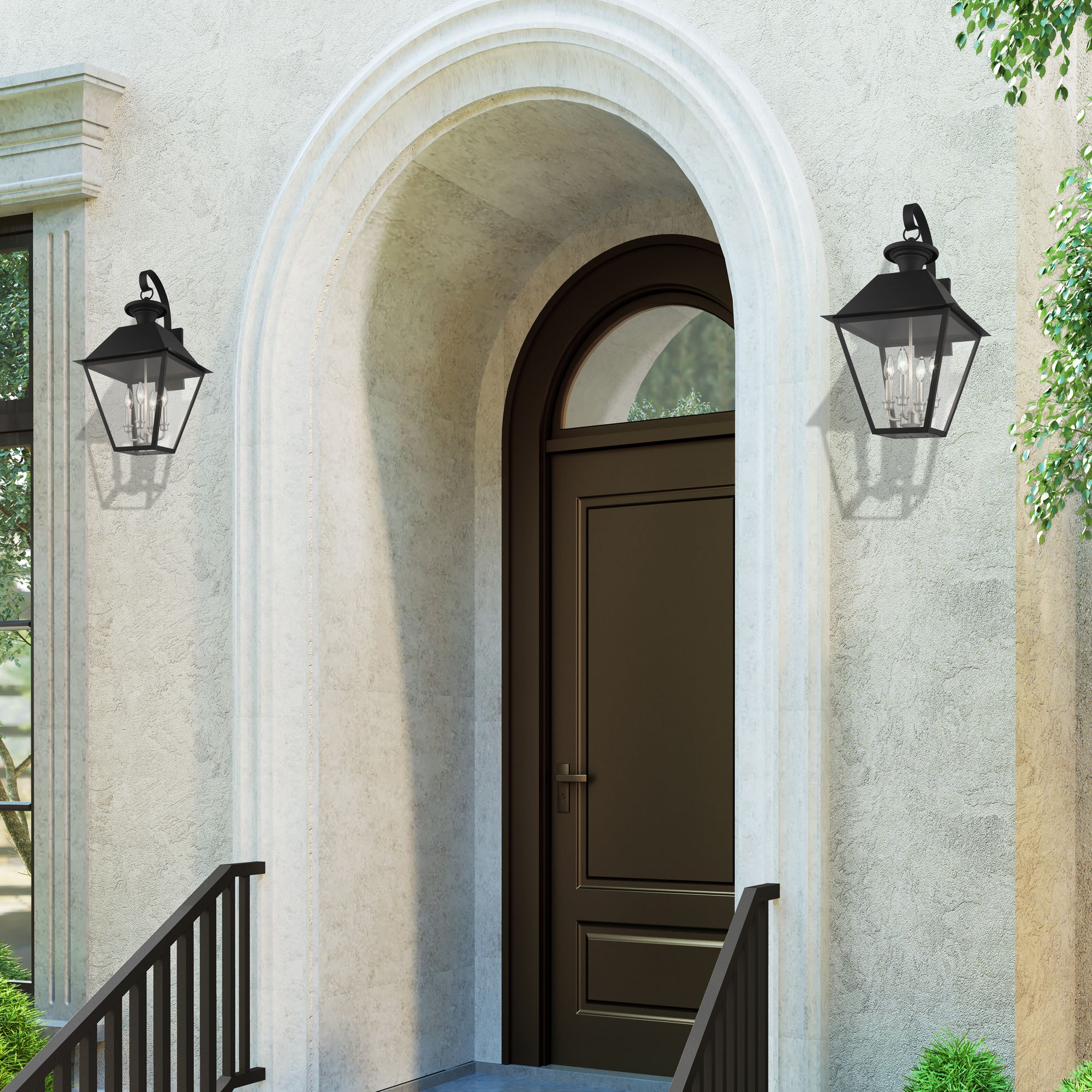 Mansfield 4 Light Black Outdoor Wall Lantern