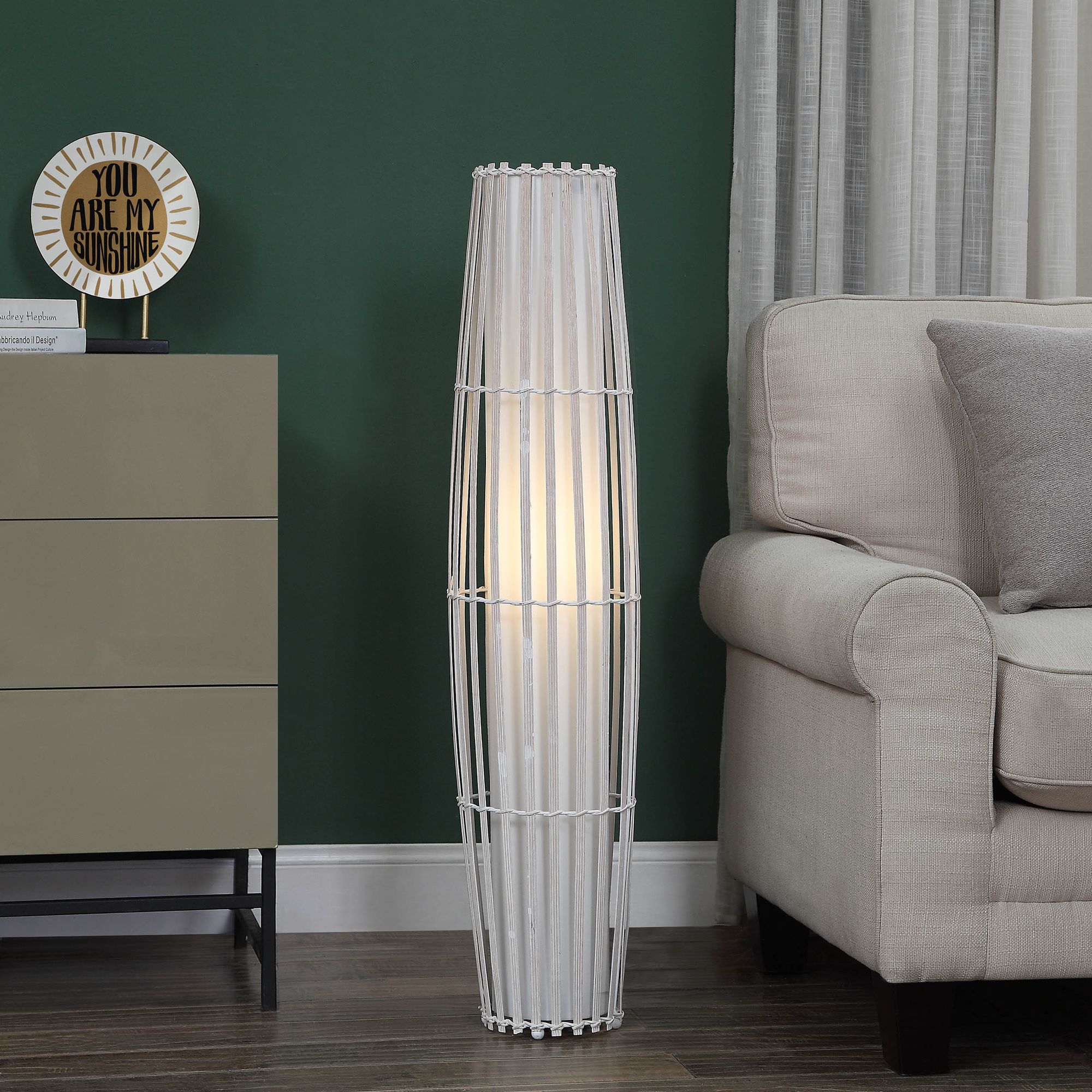 Mansfield 40 1 2 Natural Rattan Uplight Column Floor Lamp 99N33 Lamps Plus