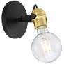 Mantra; 1 Light; Wall Sconce; Black Finish with Brushed Brass Sockets