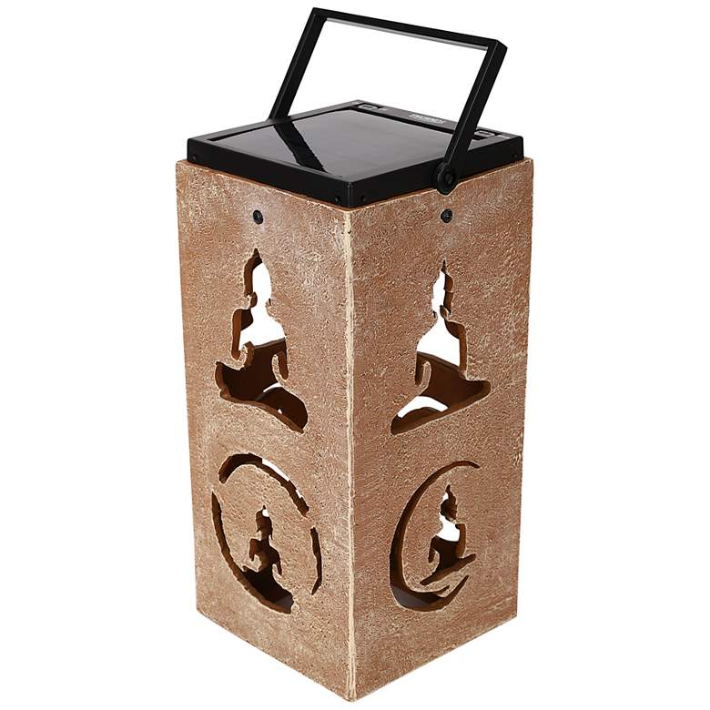 Image 1 Mantra 10 3/4 inchH Tan Buddha Cut-Out Solar Portable Lantern