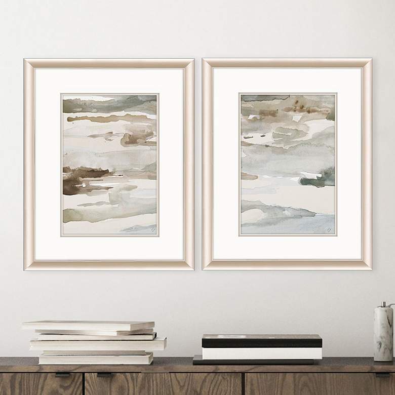 Image 1 Many Layers Neutral 20"W x 26"H Framed Art Set of 2