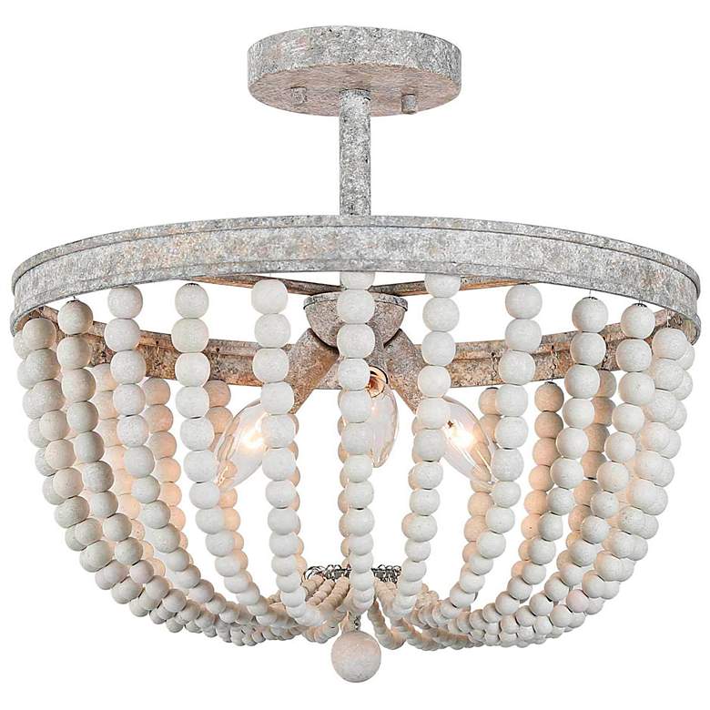 Image 1 Manyougone 16" Wide Rustic Slate Gray 3-Light Ceiling Light