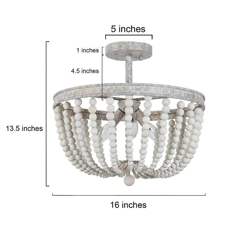 Image 2 Manyougone 16" Wide Rustic Slate Gray 3-Light Ceiling Light more views