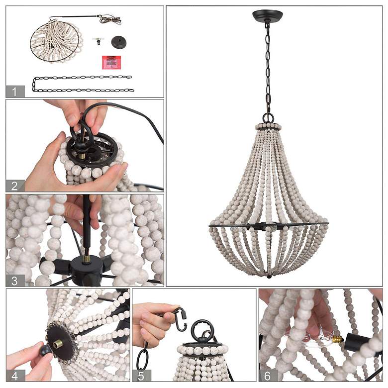 Image 6 Manyougone 3-Light Wood Beads Chandelier more views