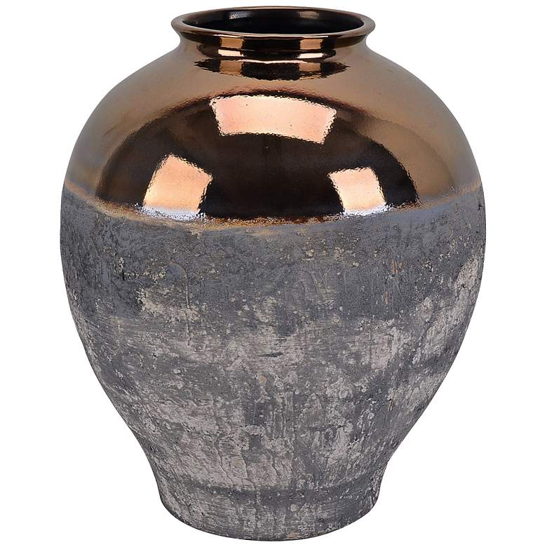 Image 1 Manzanita Gray and Bronze 19 3/4 inchH Decorative Ceramic Vase