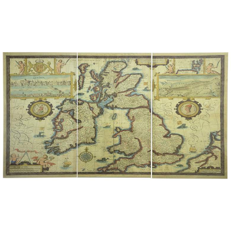 Image 1 Map 23.6 x 13.8 inch Triptych Wall Art - Set of 3