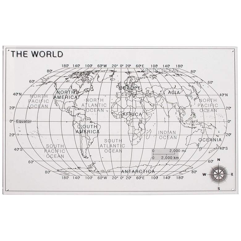 Image 1 Map Matte Black and Matte White 39 inch Wide Wall Art