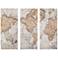 Map of the World 35"H 3-Piece Printed Canvas Wall Art Set