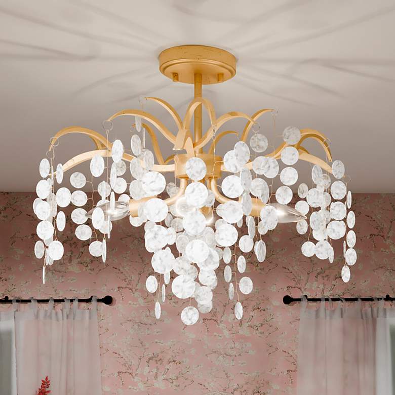Image 1 Maple 4-Light Gold Leaf Semi-Flush Mount