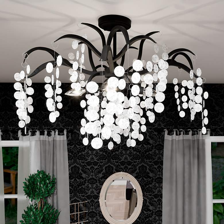 Image 1 Maple 6-Light Earth Black Semi-Flush Mount