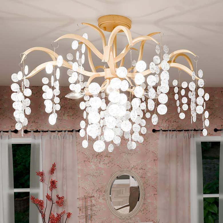 Image 1 Maple 6-Light Gold Leaf Semi-Flush Mount