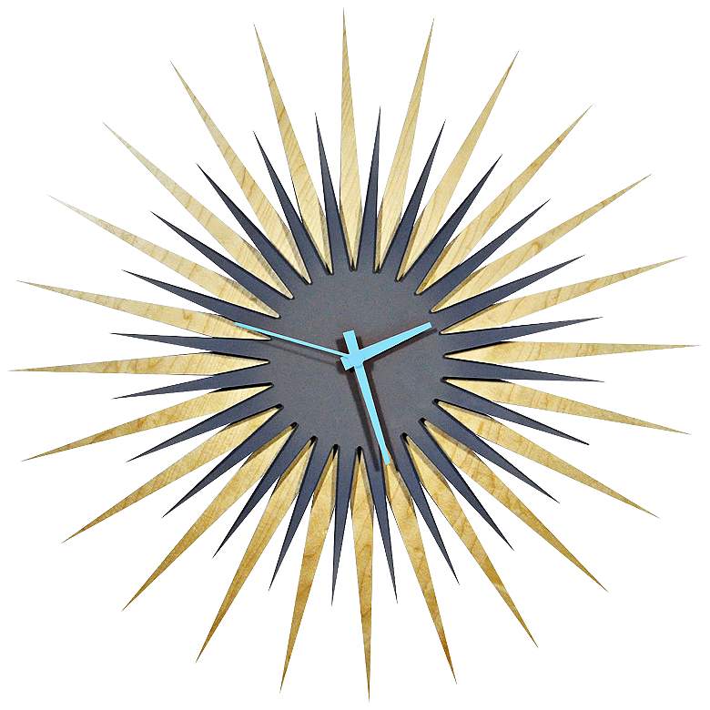 Image 1 Maple Gray and Blue 23 inch Atomic Starburst Modern Wall Clock