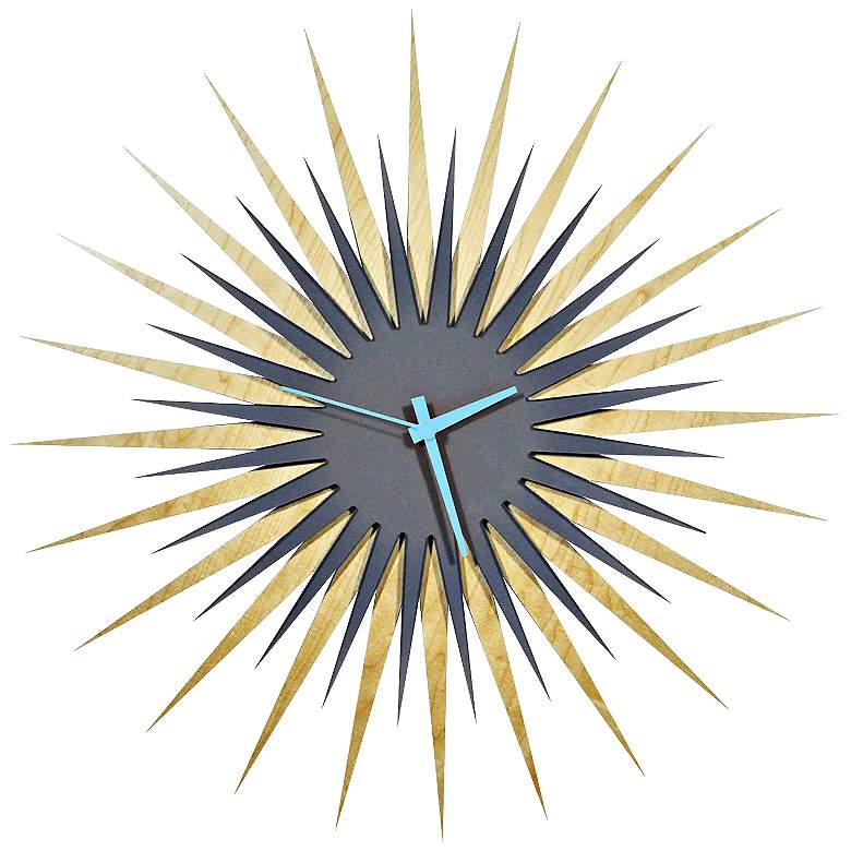 Image 1 Maple Gray and Blue 23" Atomic Starburst Modern Wall Clock