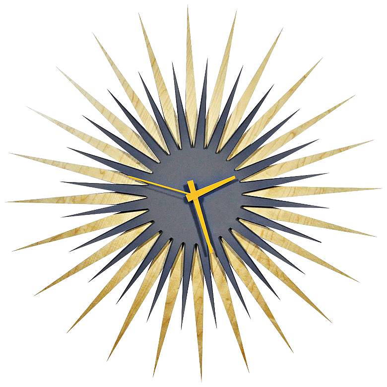 Image 1 Maple Gray and Orange Atomic Starburst 23" Round Wall Clock