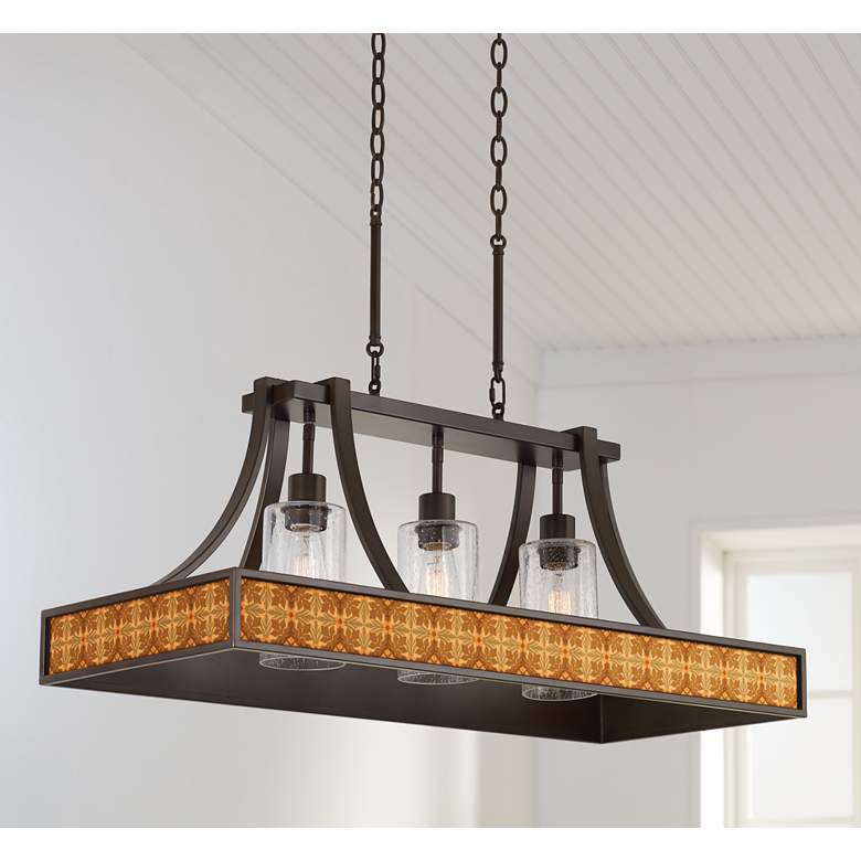 Image 1 Maple Leaves 36" Wide Bronze Kitchen Island Light Pendant