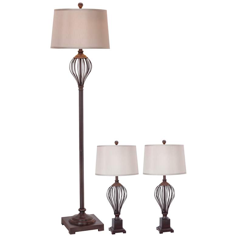 Image 1 Maple Oil Rubbed Bronze 3-Piece Floor and Table Lamp Set