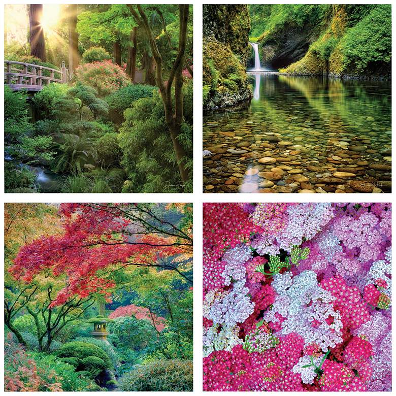 Image 3 Maples, Waterfalls 20" Square 4-Piece Glass Wall Art Set