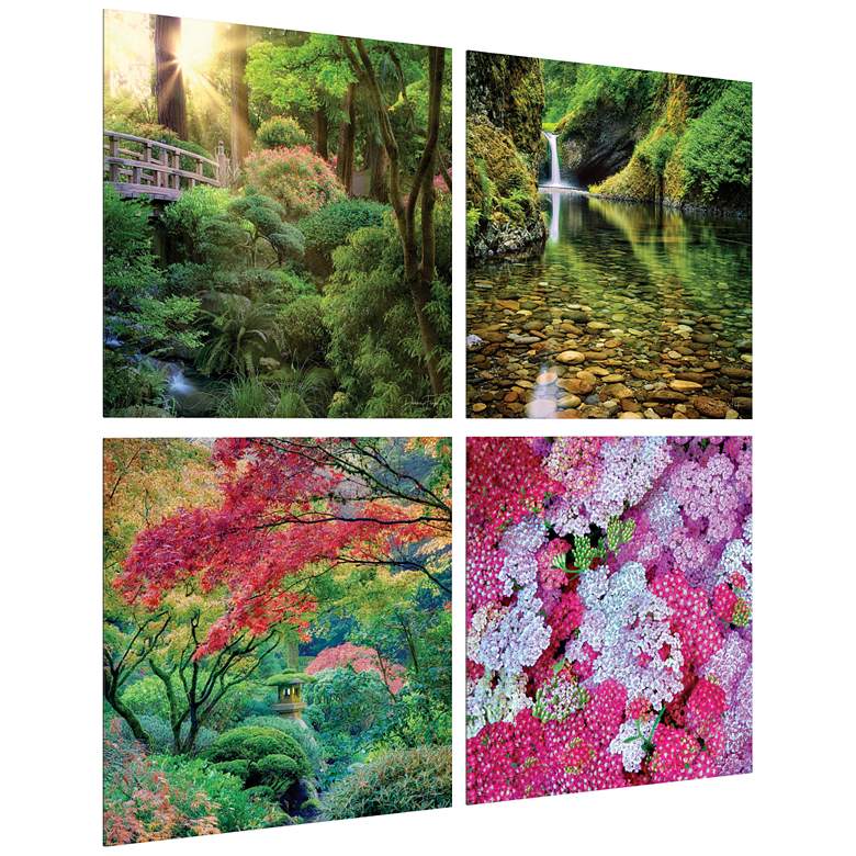 Image 5 Maples, Waterfalls 20" Square 4-Piece Glass Wall Art Set more views