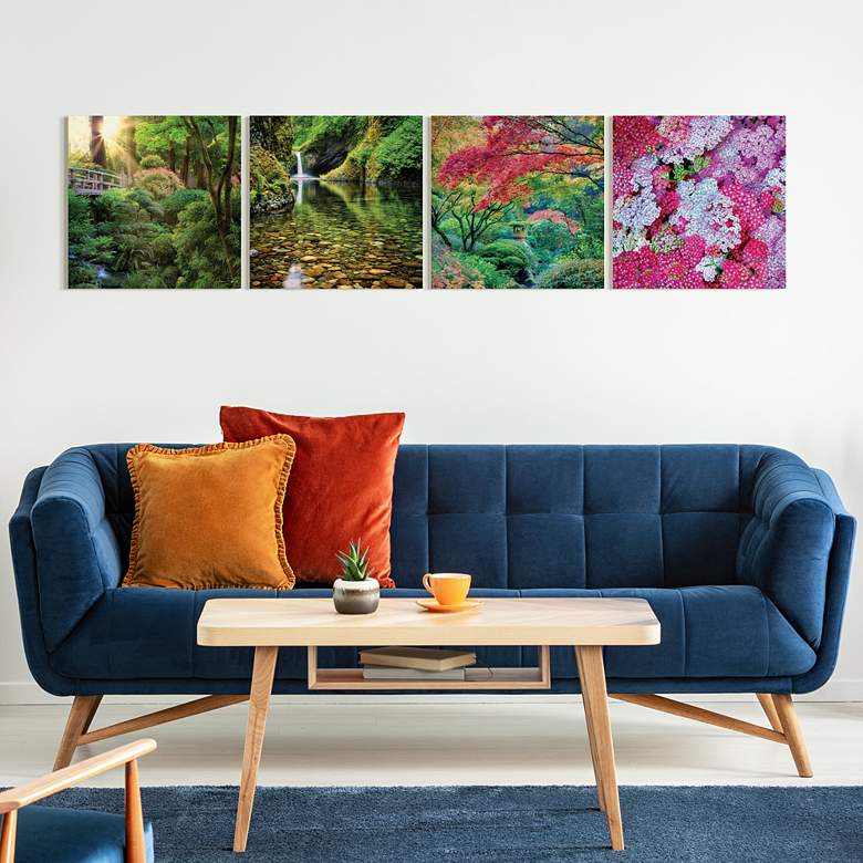 Image 6 Maples, Waterfalls 20" Square 4-Piece Glass Wall Art Set more views